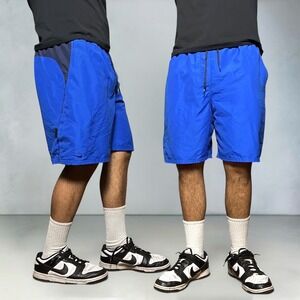 Nike‎ Blue Navy Swim Trunks Athletic Shorts Mesh Lined Size Large Y2K Retro